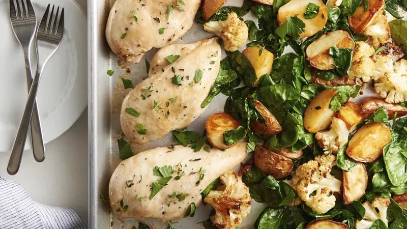 Sheet-Pan Chicken, Potatoes and Cauliflower