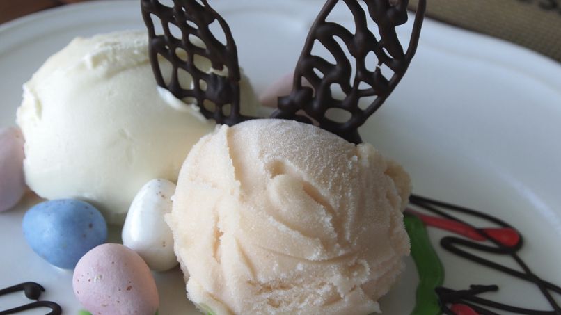 Ice Cream with Chocolate Easter Bunny Ears
