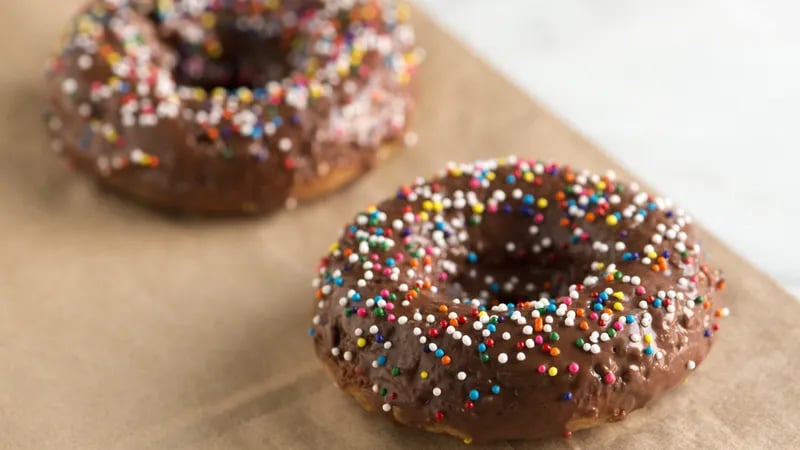 Baked Bourbon Chocolate Glazed Doughnuts