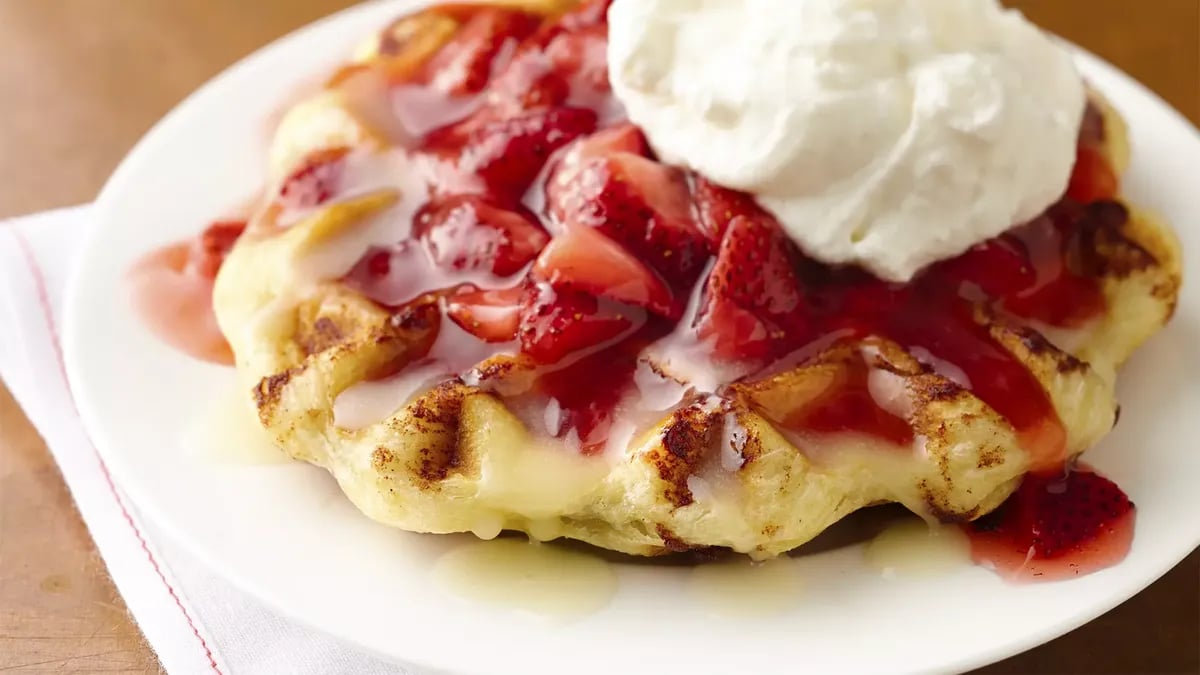 Strawberry-Cinnamon Roll Belgian Waffles