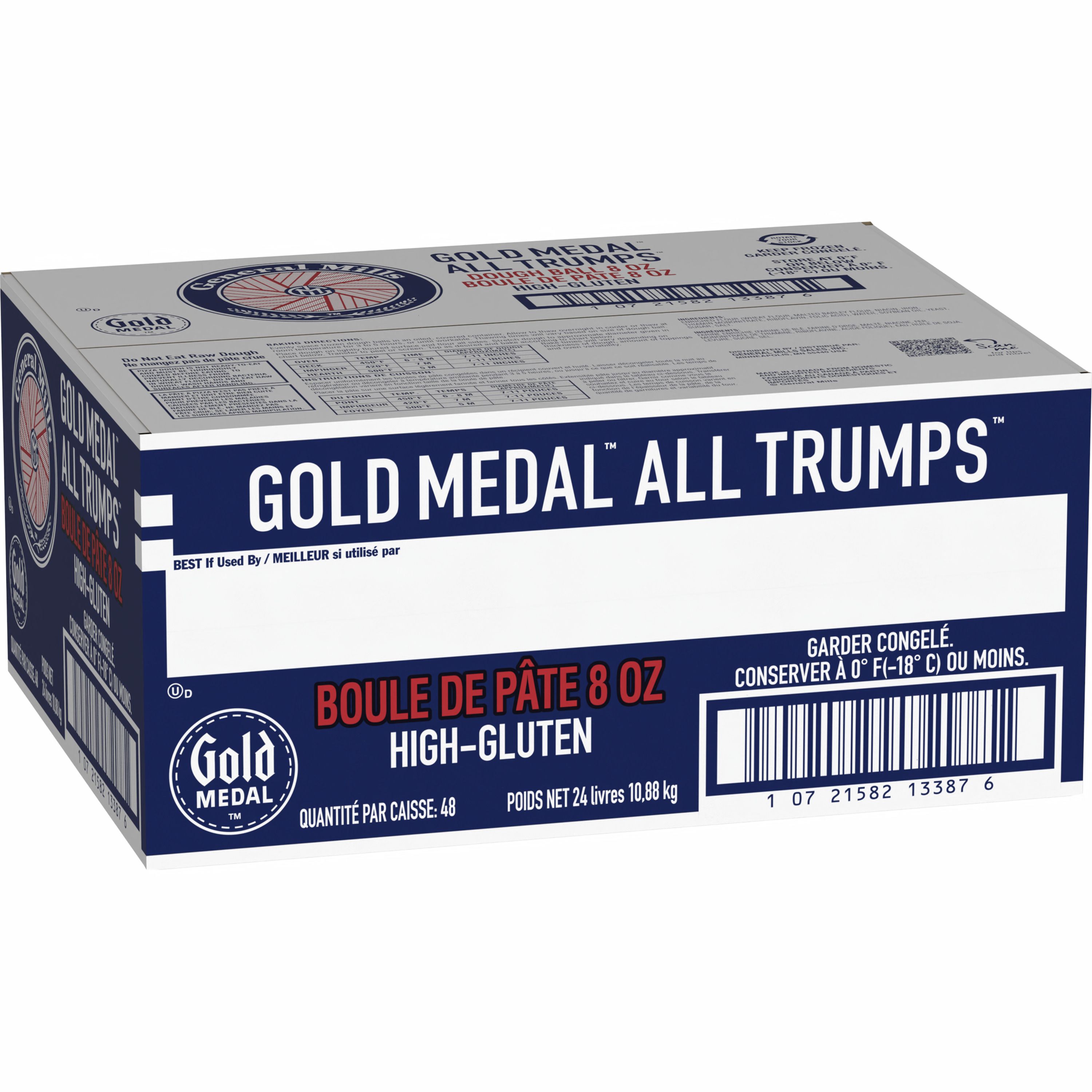 Case - Left Front 3D Gold Medal All Trumps Frozen Pizza Dough Ball 48/8 OZ