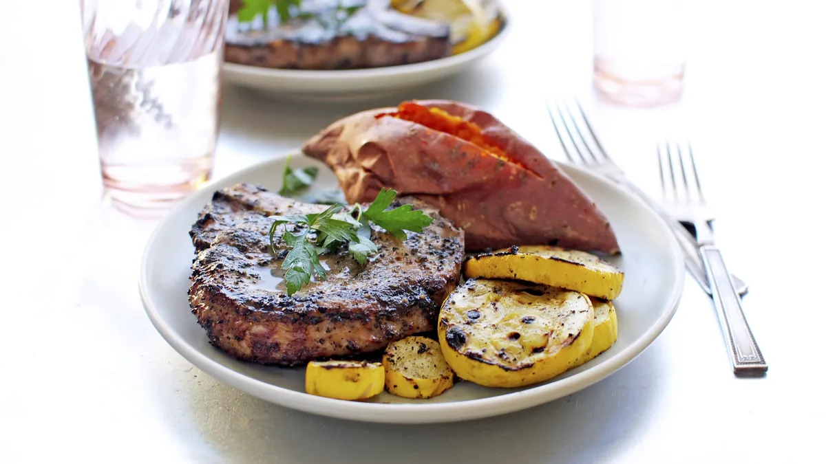 Boozy Pina Colada Grilled Pork Chops