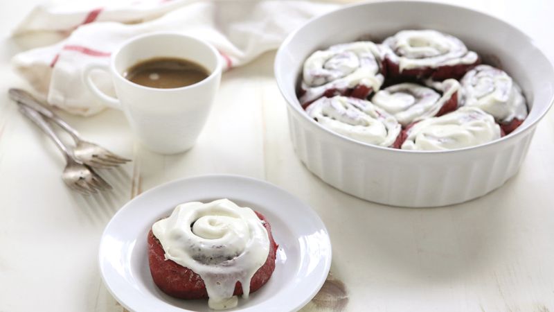 Red Velvet Cake Mix Cinnamon Rolls Recipe - BettyCrocker.com