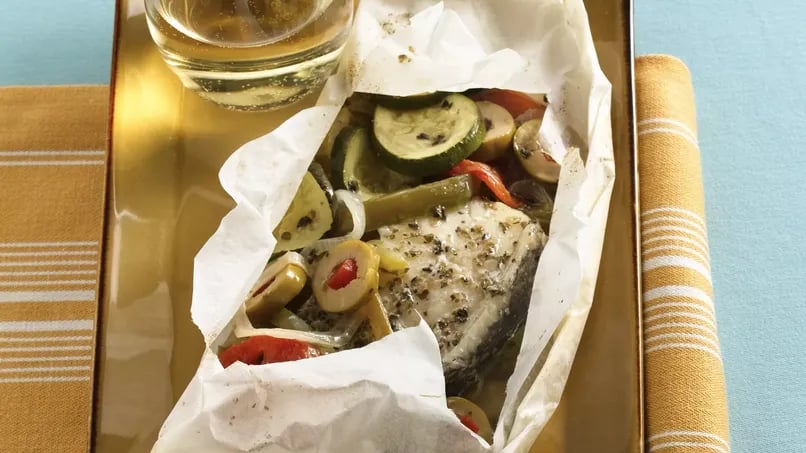 Baked Fish with Veggies in Packets