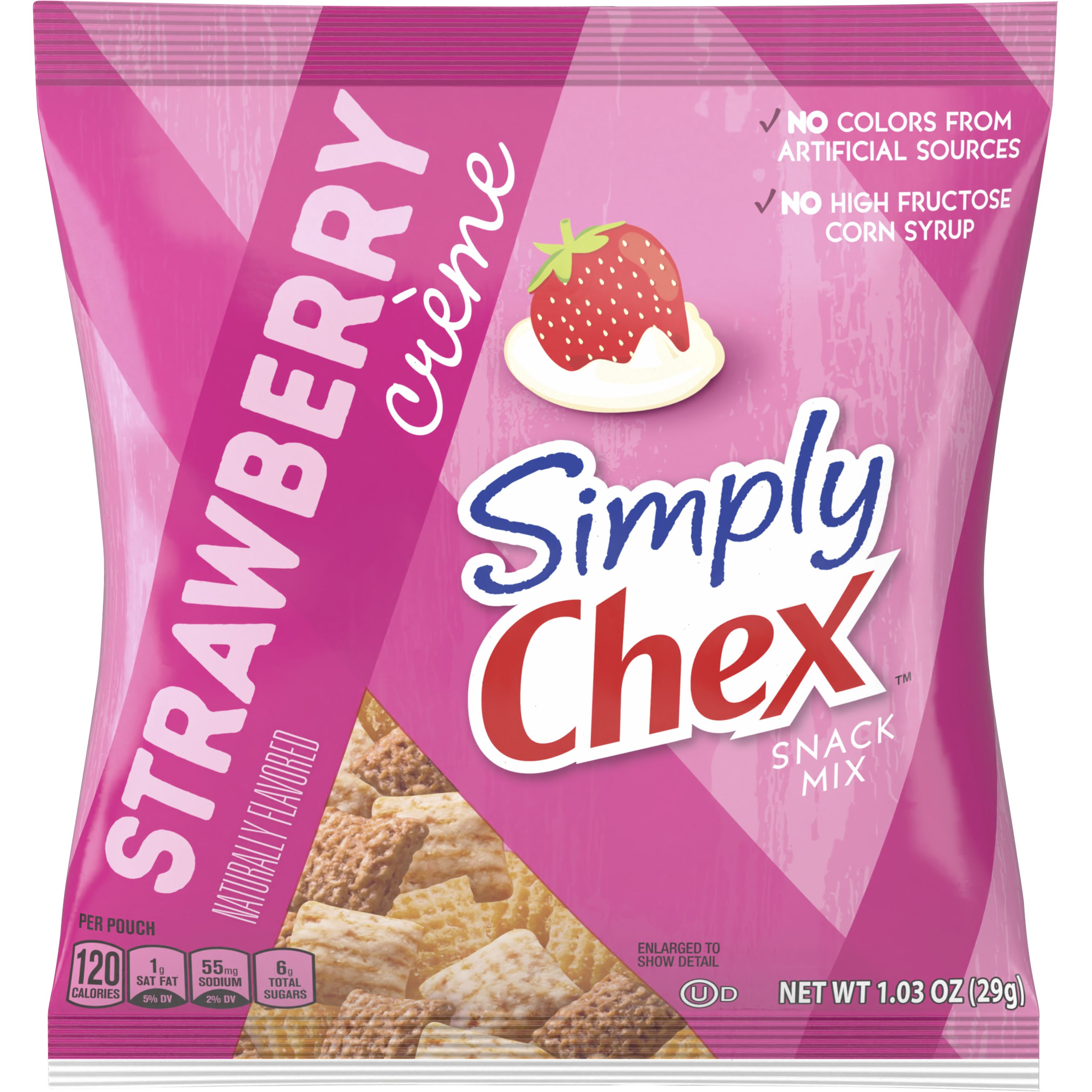 Front - 3D Simply Chex(TM) Strawberry Creme Single Serve Snack Mix (60 ct) 1.03 oz