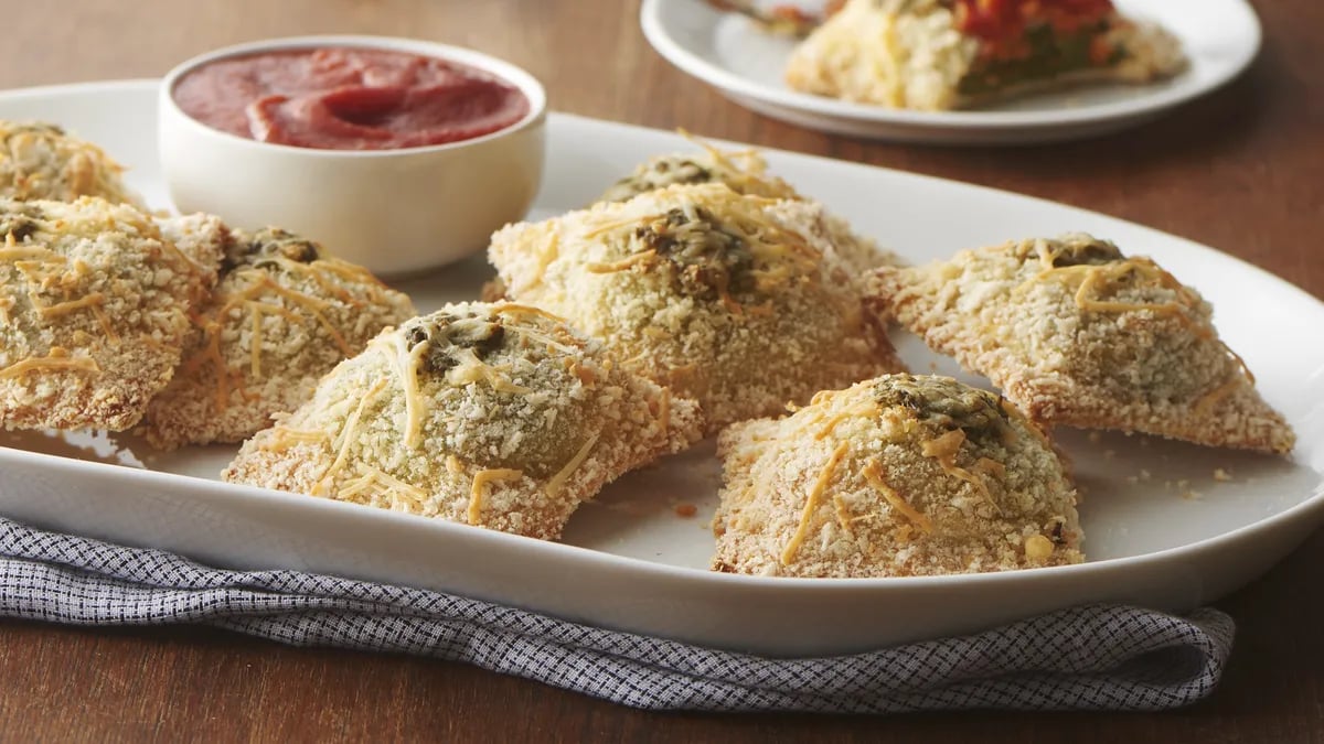 Toasted Spinach Pesto Ravioli