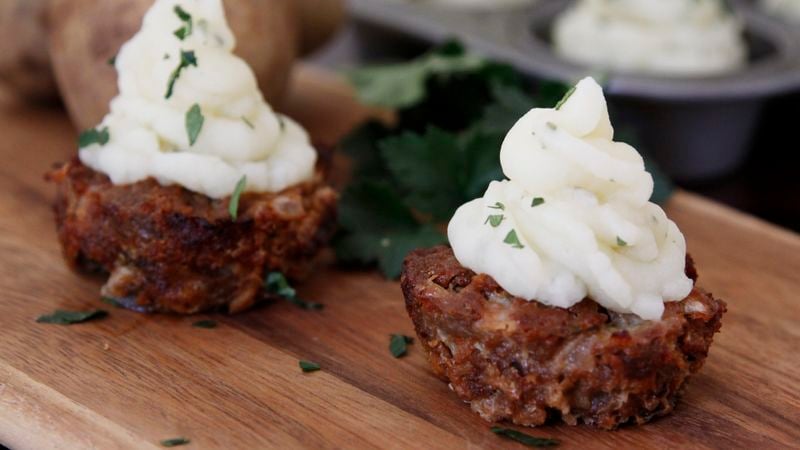 Meatloaf Cupcakes with Mashed Potato Icing