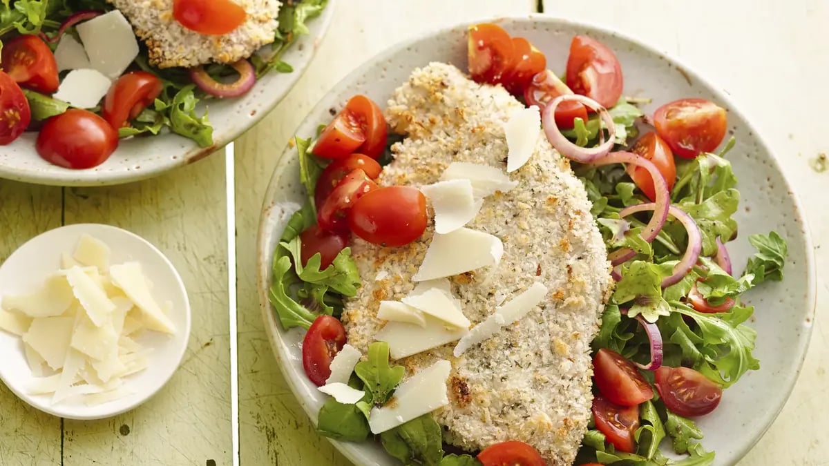 Chicken Milanese with Balsamic Arugula Salad