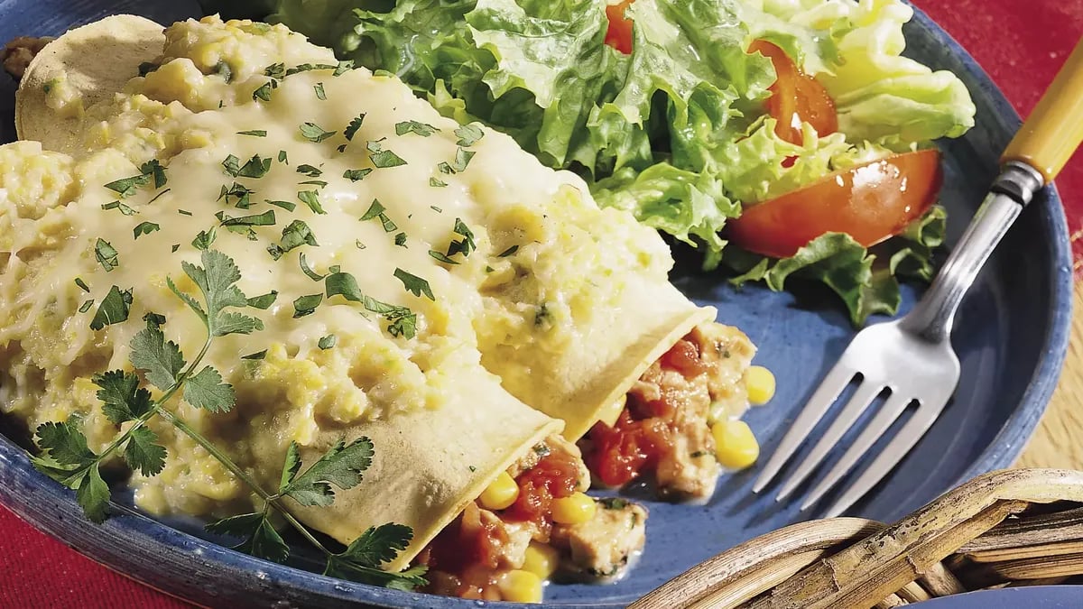 Corn and Chicken Enchiladas