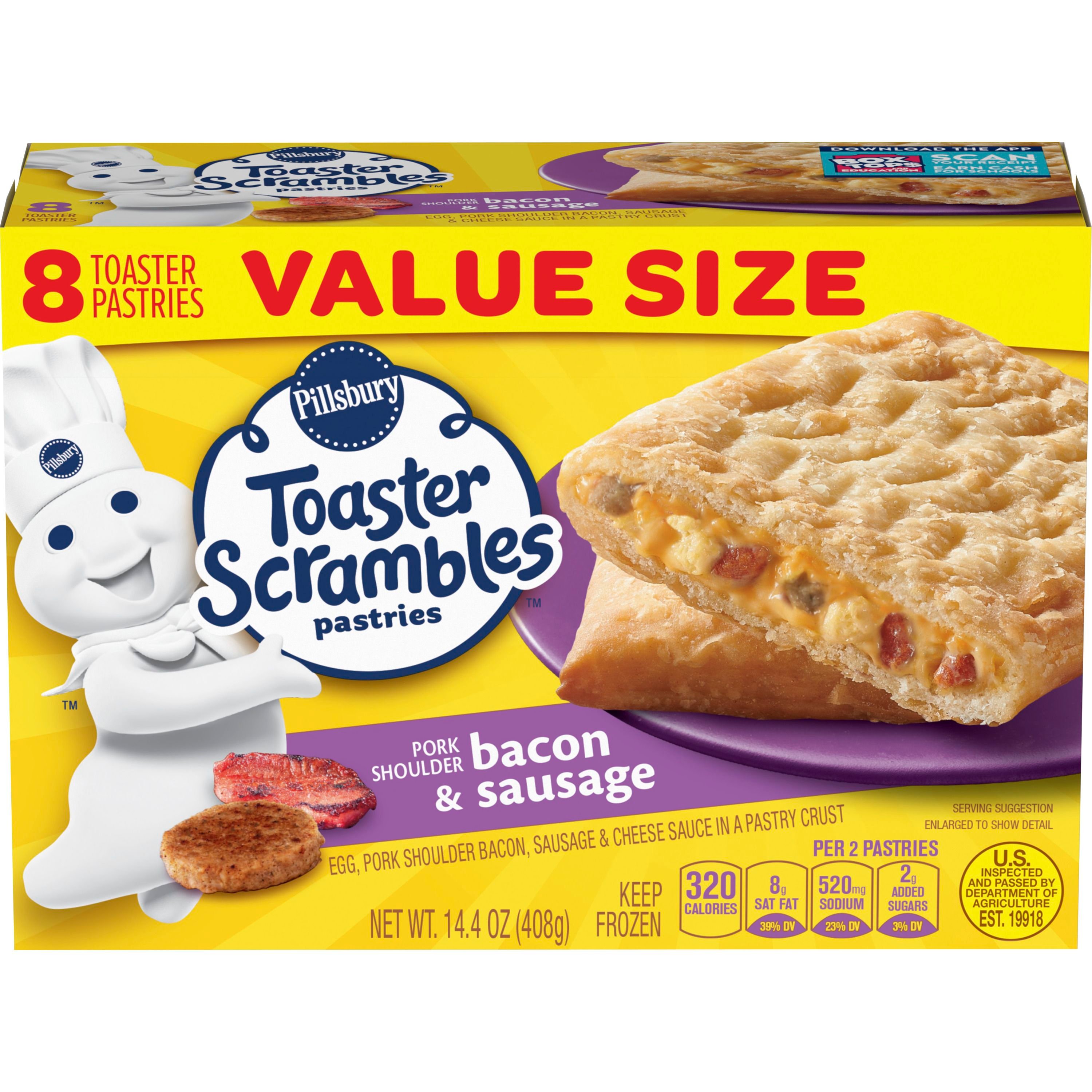 Pillsbury™ Bacon & Sausage Toaster Scrambles 8 Ct. - Front