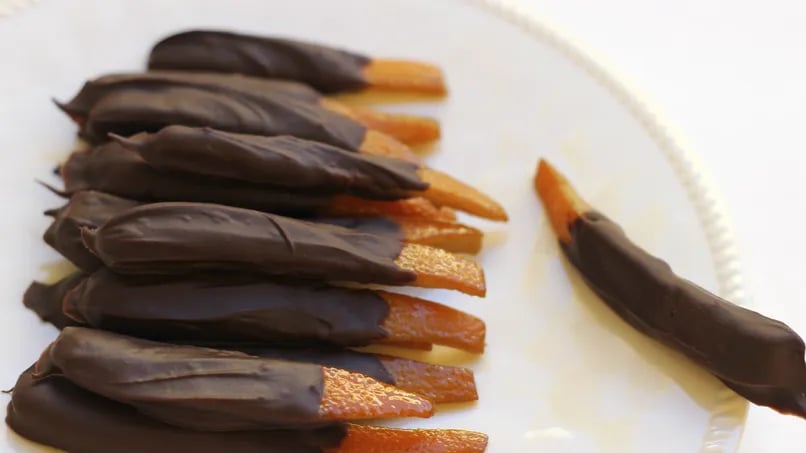 Candied Orange Peel Dipped in Chocolate