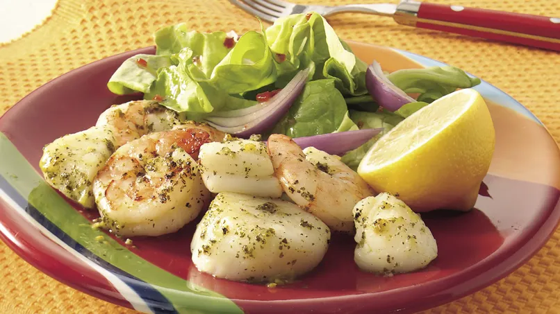 Grilled Lemon-Pesto Shrimp and Scallops