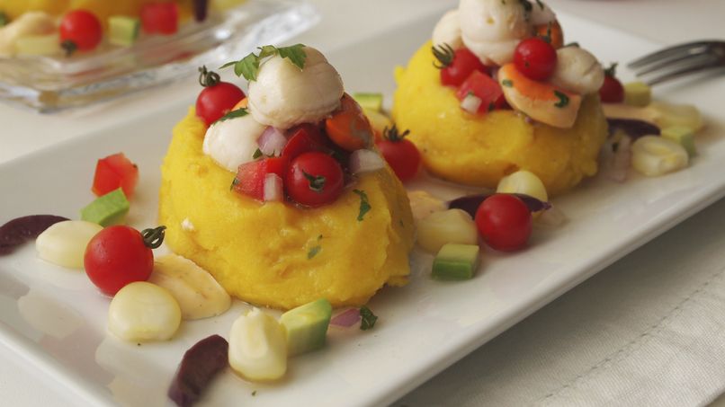 Causa Limeña with Steamed Scallops