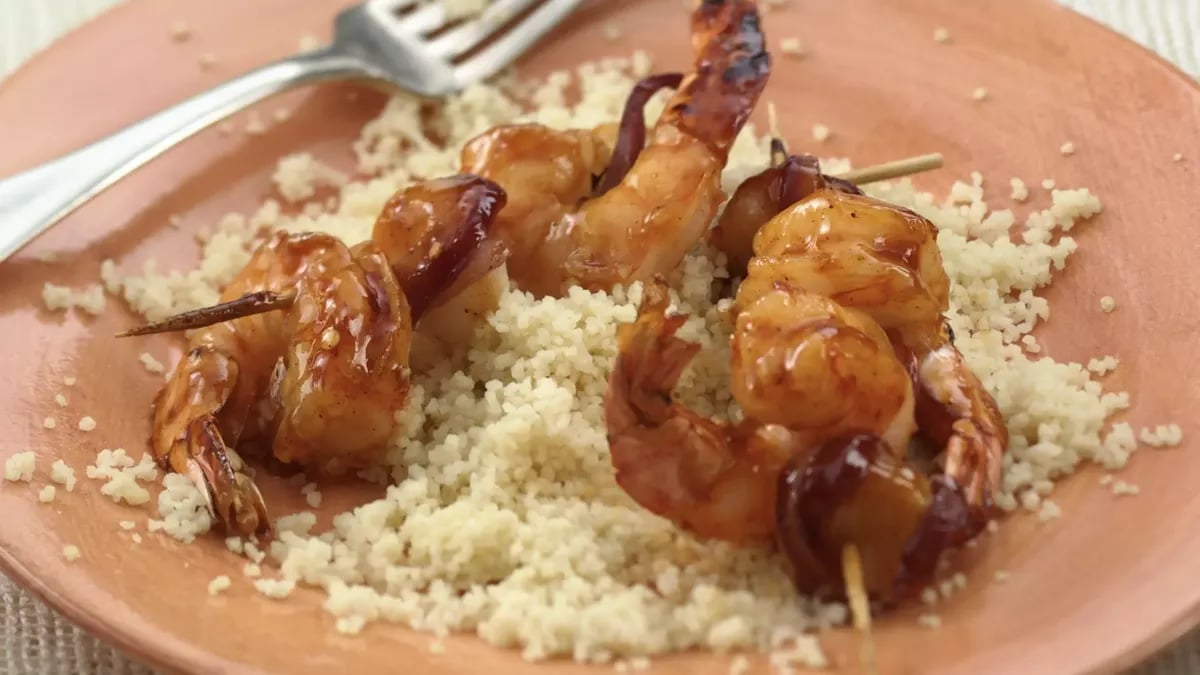 Sweet Apricot BBQ Shrimp Kabobs