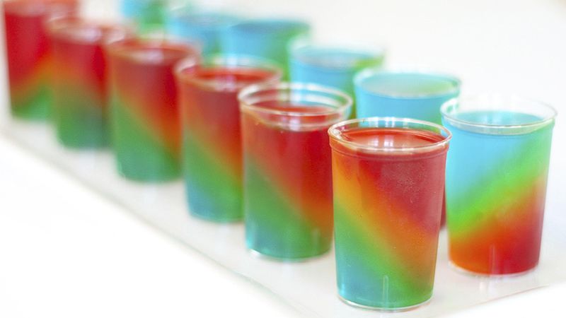 Slanted Rainbow Jello Shots