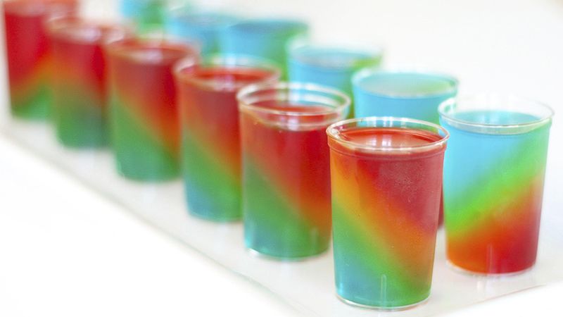 Slanted Rainbow Jello Shots Recipe - Tablespoon.com
