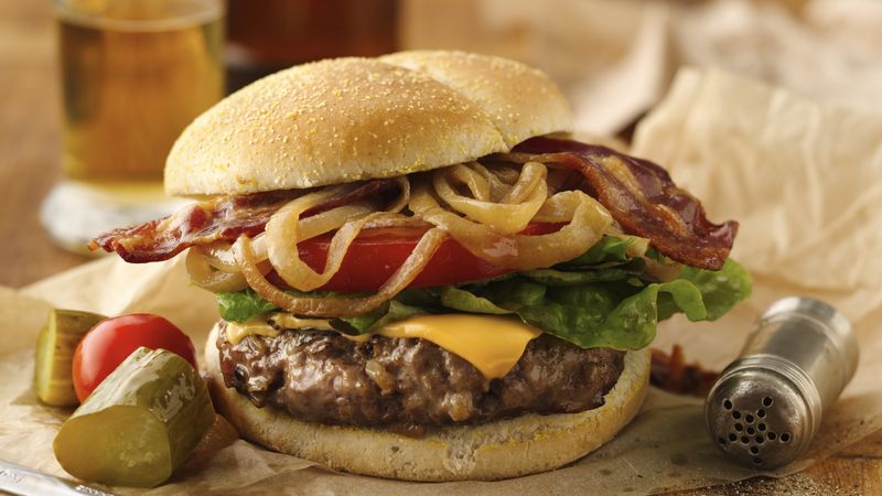 Caramelized Beer-Onion and Bacon Burgers