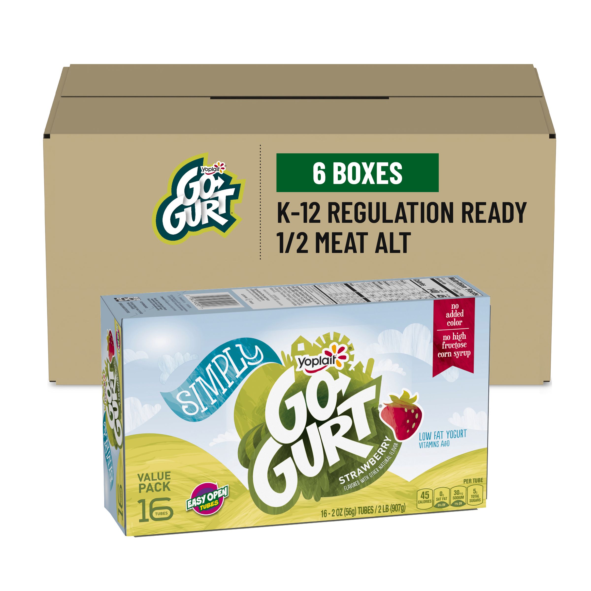  Case Optimized Hero Yoplait Go-Gurt Gluten Free Yogurt Single Serve Tube Strawberry 6/32 OZ