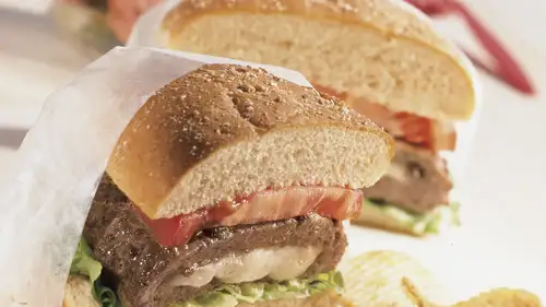 Cheese-Stuffed Pesto Burgers