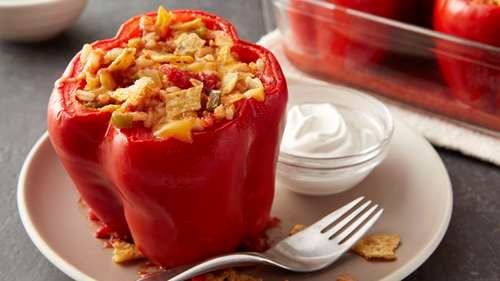 Chicken Stuffed Red Bell Peppers - Sanderson Farms