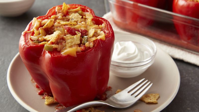 Cheesy Southwest Chicken Stuffed Red Peppers