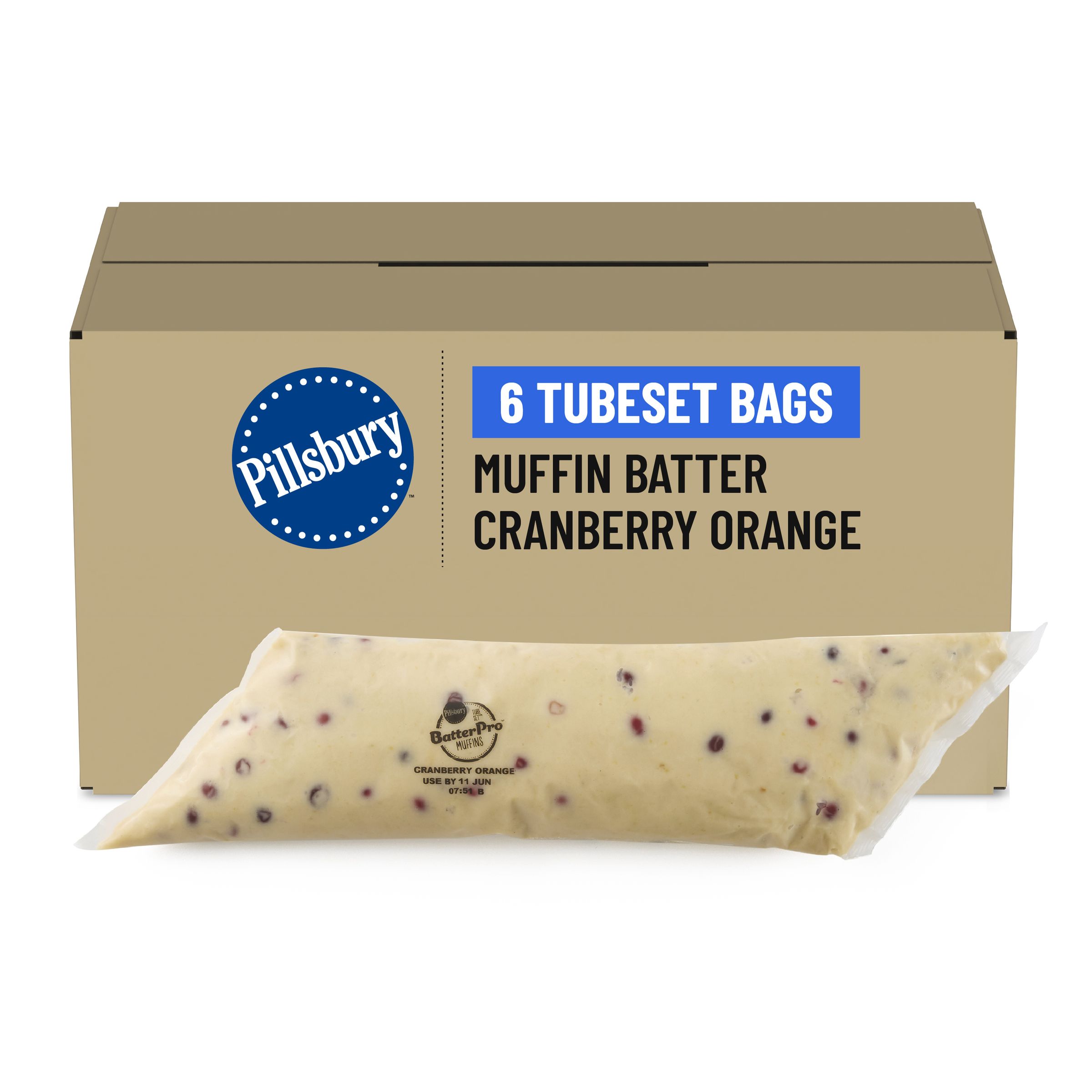  Case Optimized Hero Pillsbury BatterPro Frozen Muffin Batter TubeSet Cranberry Orange 6/3 LB