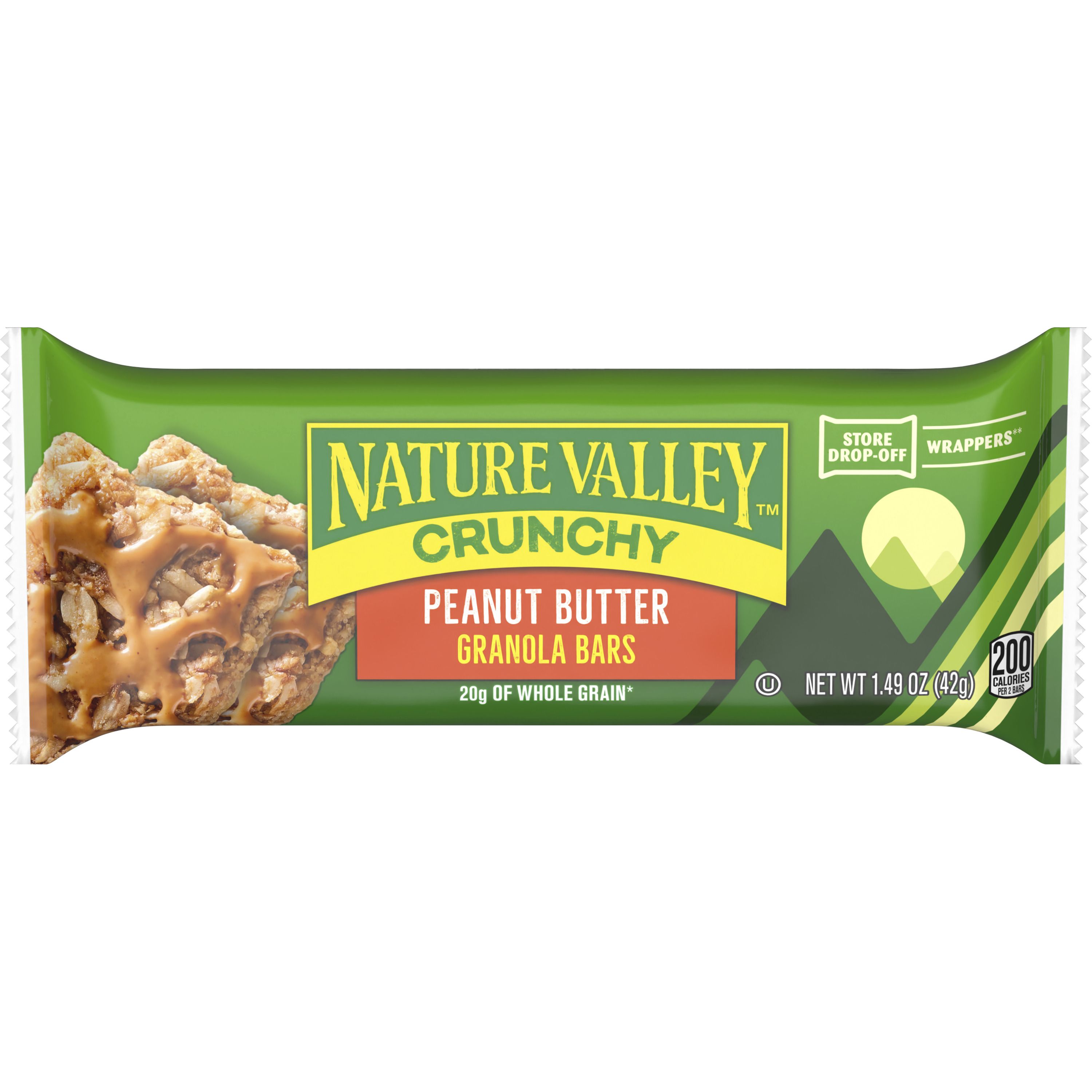 Front - 3D Nature Valley Granola Bars Double Bar Pouch Peanut Butter 168/1.49 OZ