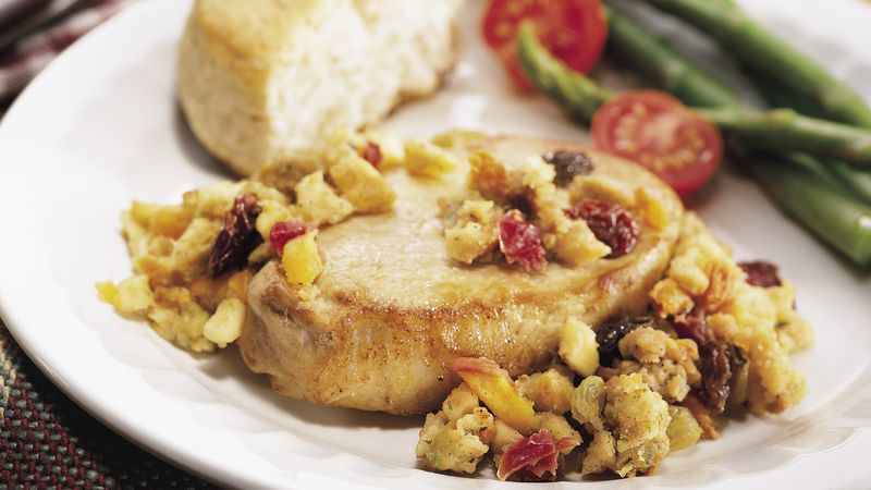 Slow-Cooked Pork Chops with Fruit Stuffing