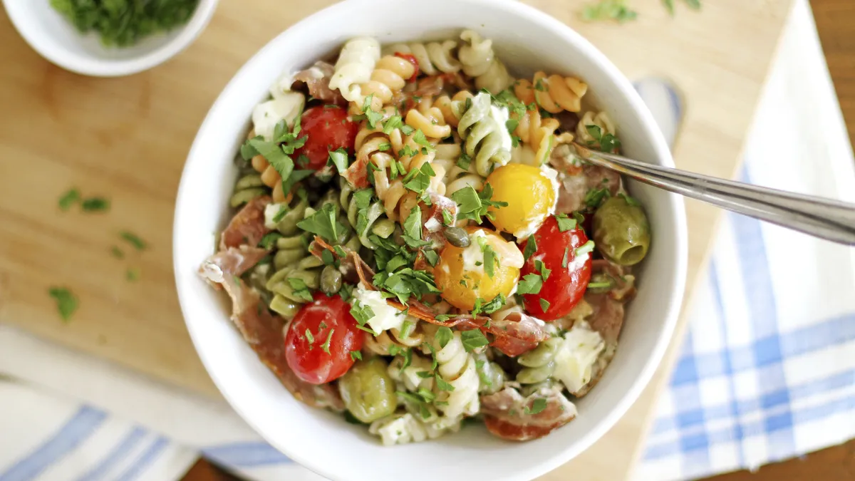 Prosciutto-Goat Cheese-Tomato Pasta Salad