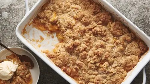 Brown Butter Sugar Cookie Peach Cobbler