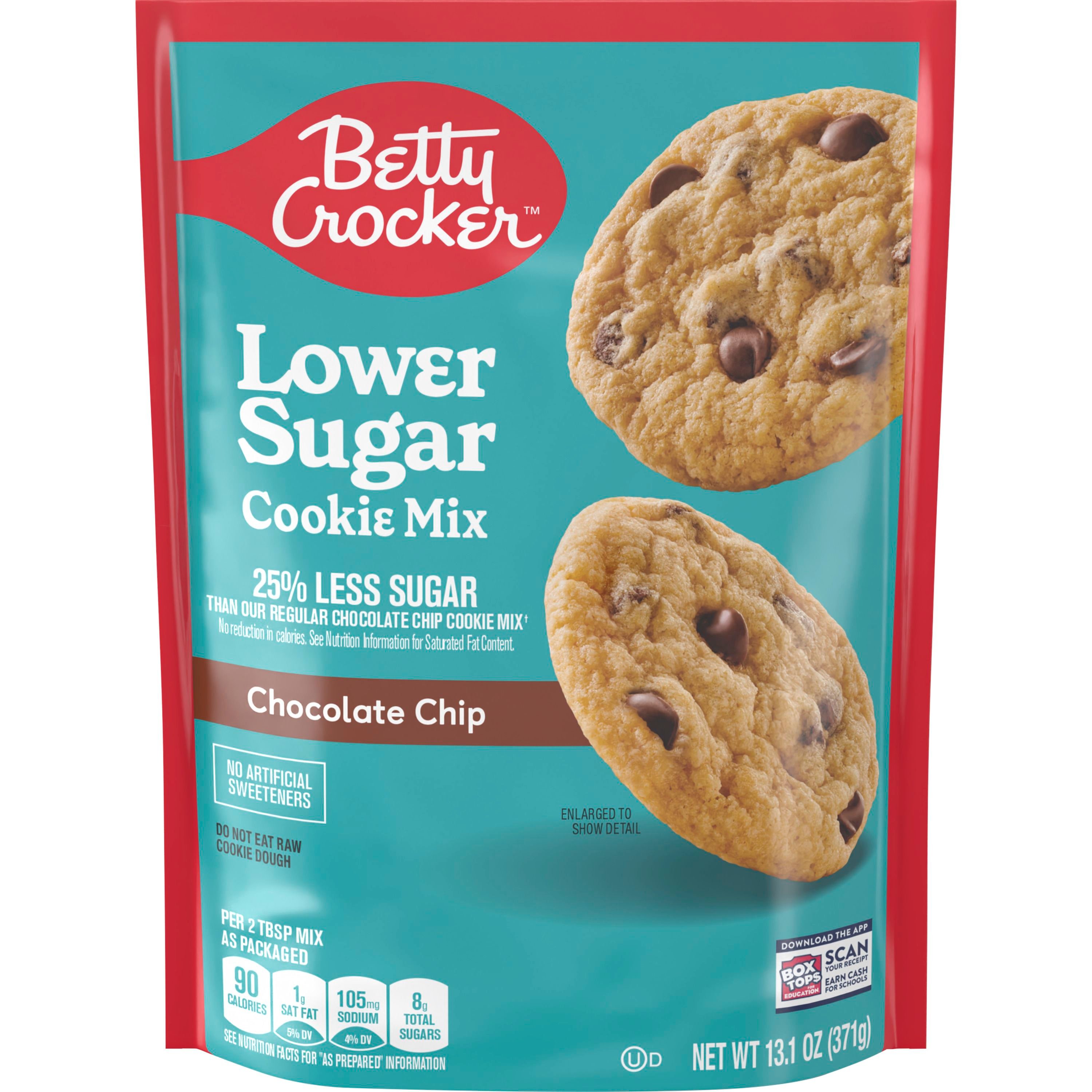Betty Crocker Lower Sugar Cookie, Chocolate Chip Cookies, No Artificial Sweeteners, 13.1 oz - Front