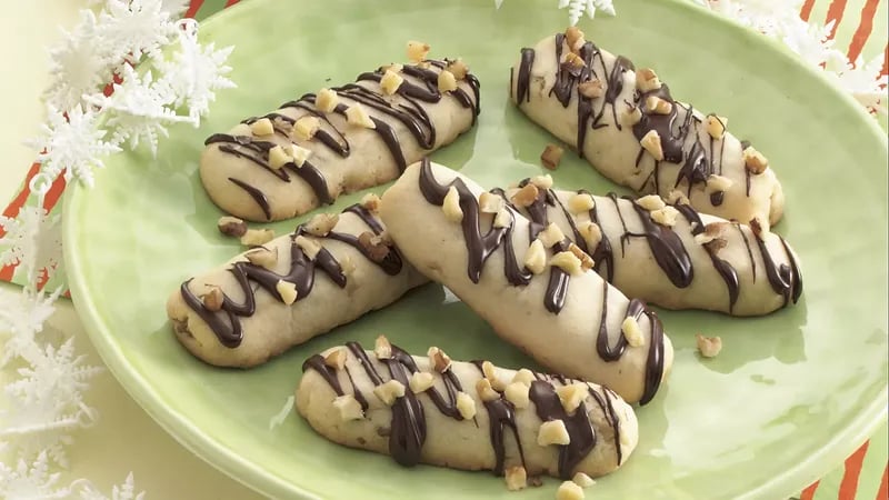 Chocolate-Drizzled Walnut Cookies