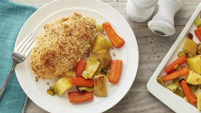 Deviled Chicken with Roasted Vegetables Sheet-Pan Dinner