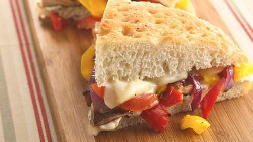 vegan grilled veggie focaccia sheet pan sandwiches - The Baking Fairy