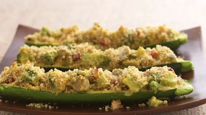 Cheesy Broccoli-Stuffed Zucchini
