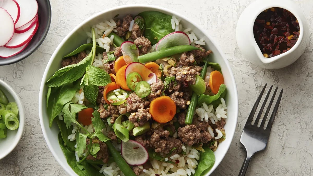 Thai Ground Beef Laab Bowl