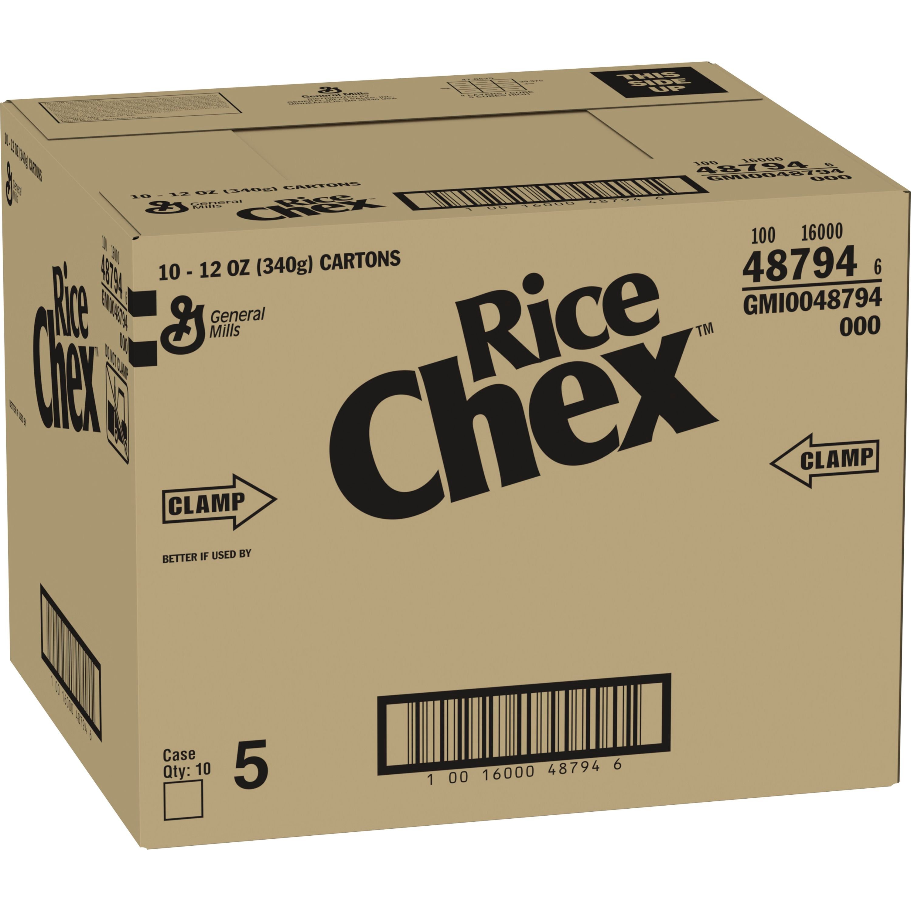 Case - Left Front 3D Rice Chex Gluten Free Breakfast Cereal, Homemade Chex Mix Ingredient, 12 oz