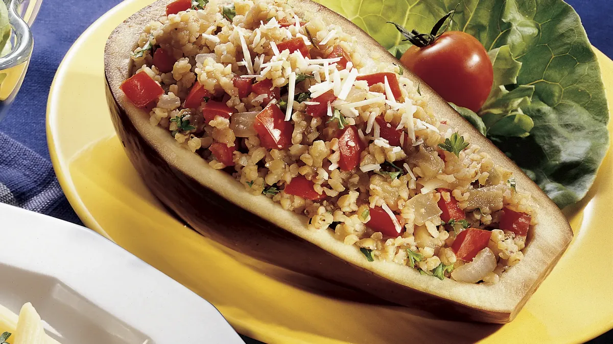 Bulgur-Stuffed Eggplant
