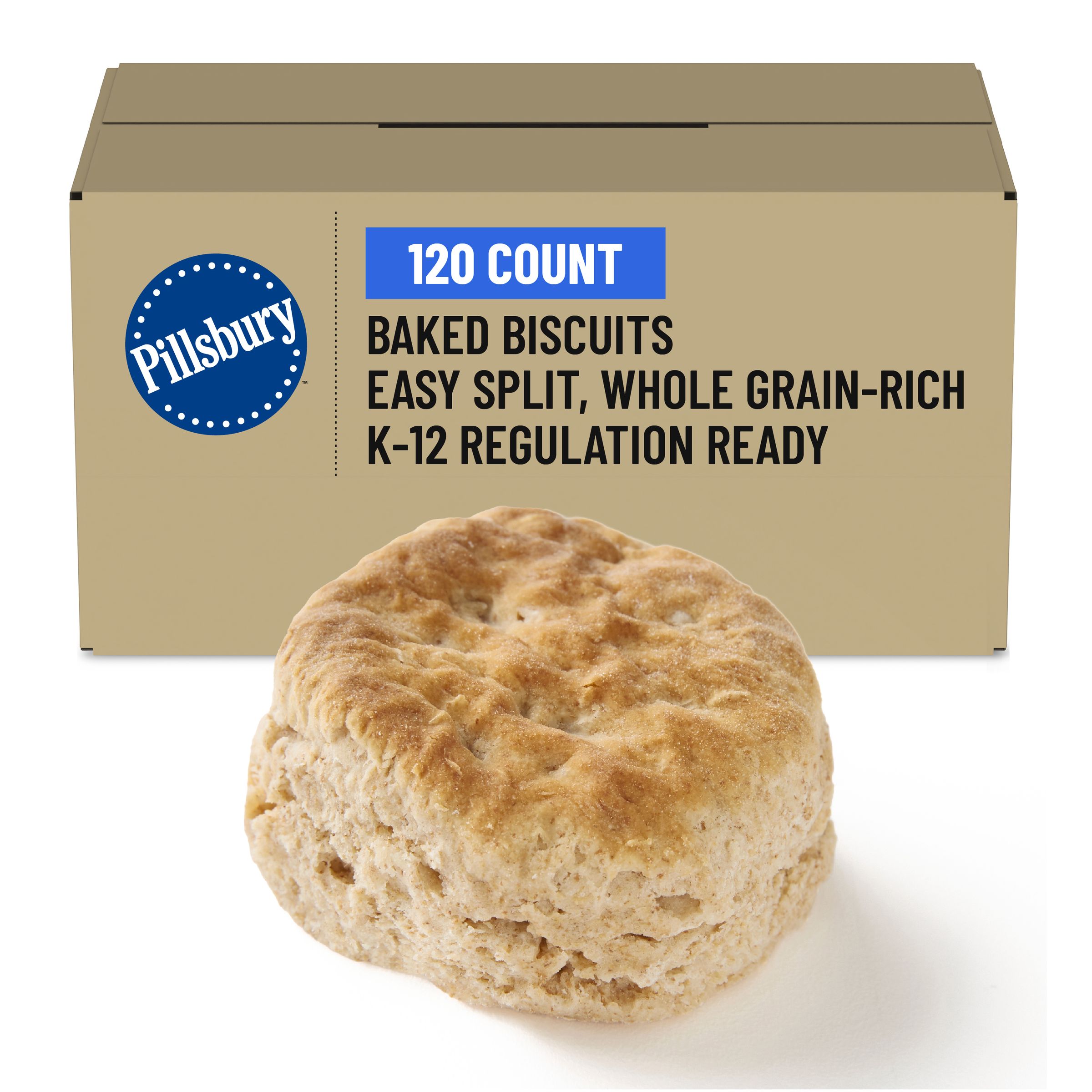  Case Optimized Hero Pillsbury Frozen Baked Biscuits Bulk Easy Split Whole Grain-Rich 120/2 OZ
