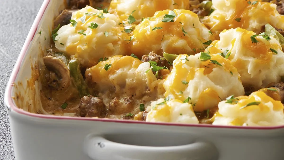 Philly Cheese Steak Shepherd’s Pie