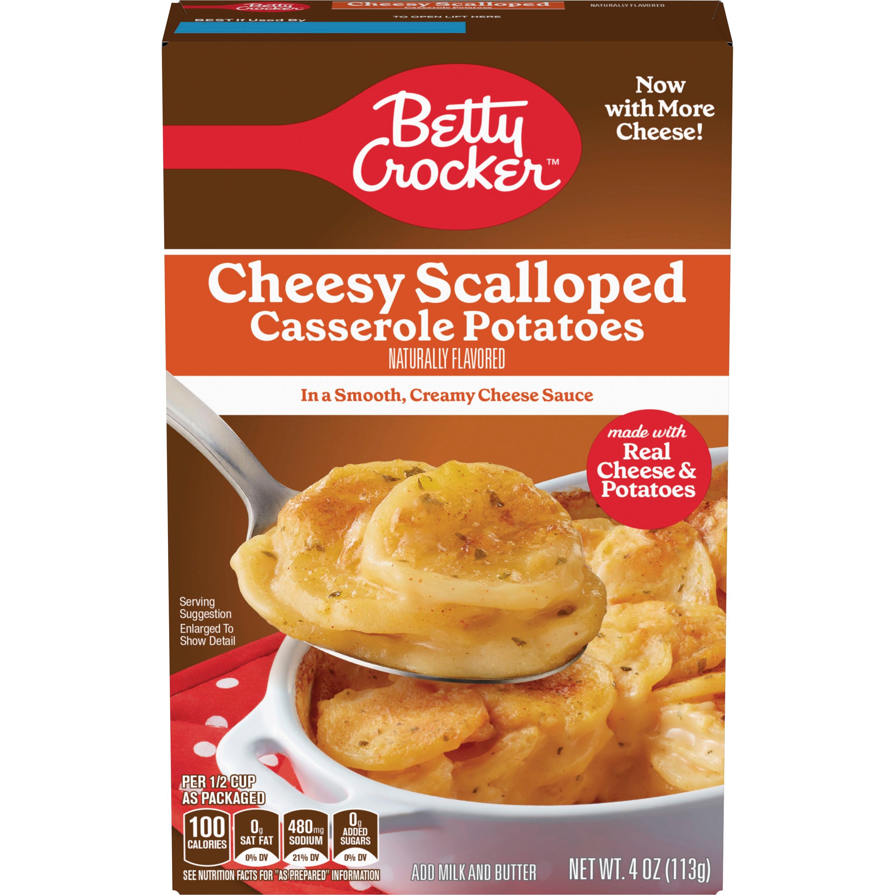 Betty Crocker Cheesy Scalloped Casserole Potatoes, Made With Real Cheese, 4 oz Box - Front