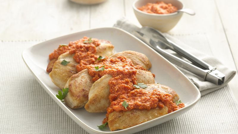 Pan-Fried Chicken with Romesco Sauce