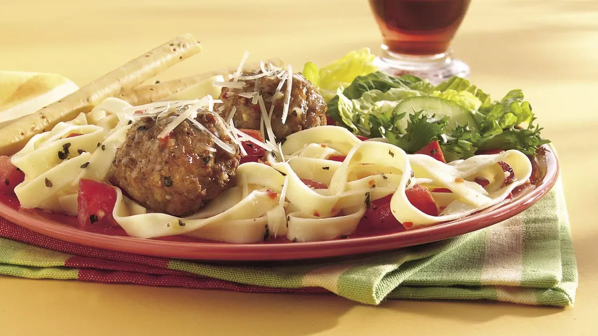 Italian Meatballs and Fettuccine