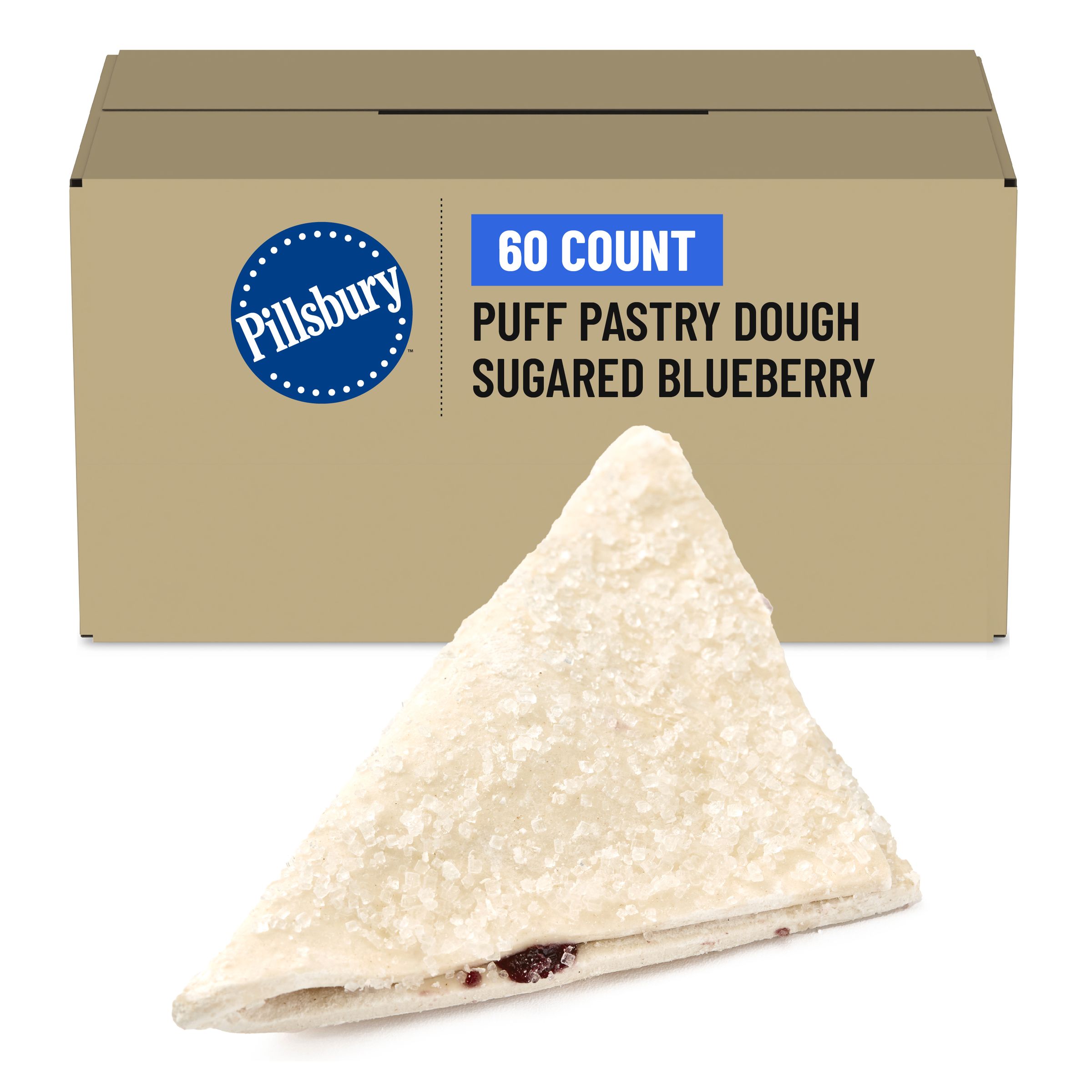  Case Optimized Hero Pillsbury Frozen Puff Pastry Dough Bulk Sugared Blueberry 60/3.7 OZ