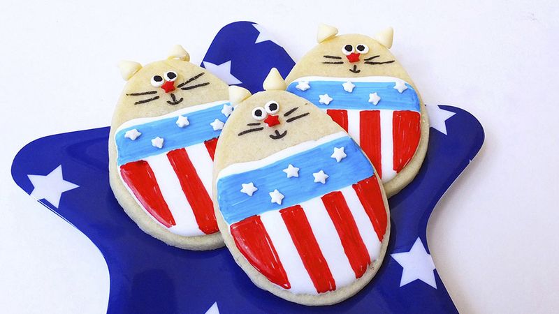 4th of July Cat Sugar Cookies