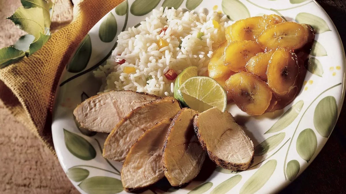 Caribbean Jerk Turkey with Bananas