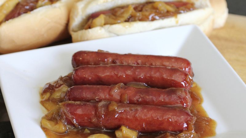 Cider-Glazed Brats with Apples and Onions