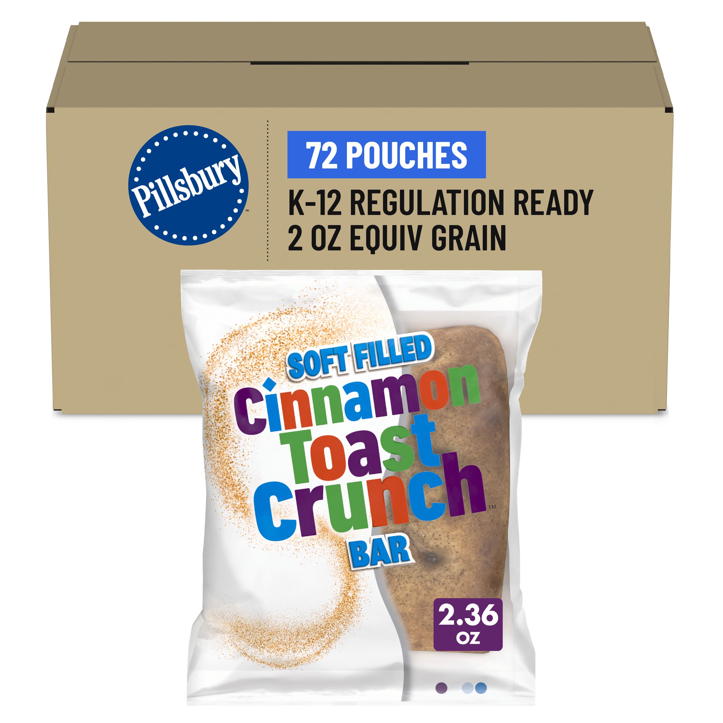  Case Optimized Hero Pillsbury Frozen Meals Soft Filled Bar Single Serve Pouch Cinnamon 72/2.36 OZ