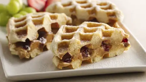 PB & J Waffle Sandwiches