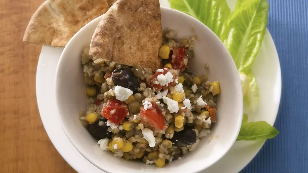 Slow-Cooker Mediterranean Bulgur and Lentils